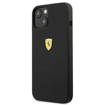 Ferrari iPhone 14 & 13 Backcover hoesje - Metal Logo - Zwart-Hoesjes-Ilumina Benelux