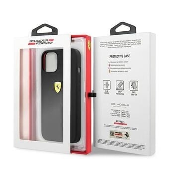 Ferrari iPhone 14 & 13 Backcover hoesje - Metal Logo - Zwart-Hoesjes-Ilumina Benelux