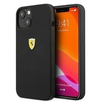 Ferrari iPhone 14 & 13 Backcover hoesje - Metal Logo - Zwart-Hoesjes-Ilumina Benelux