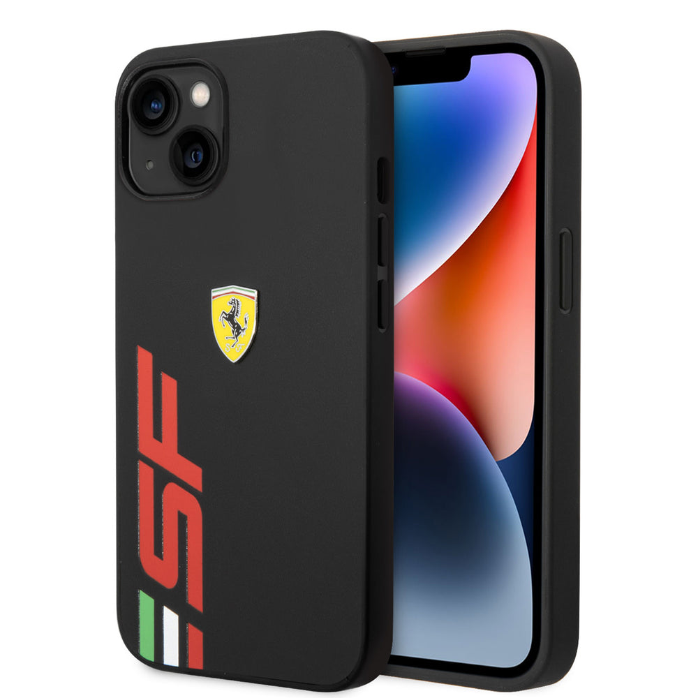 Ferrari iPhone 14 & 15 Plus Hardcase Backcover - Big SF Logo - Zwart-Hoesjes-Ilumina Benelux