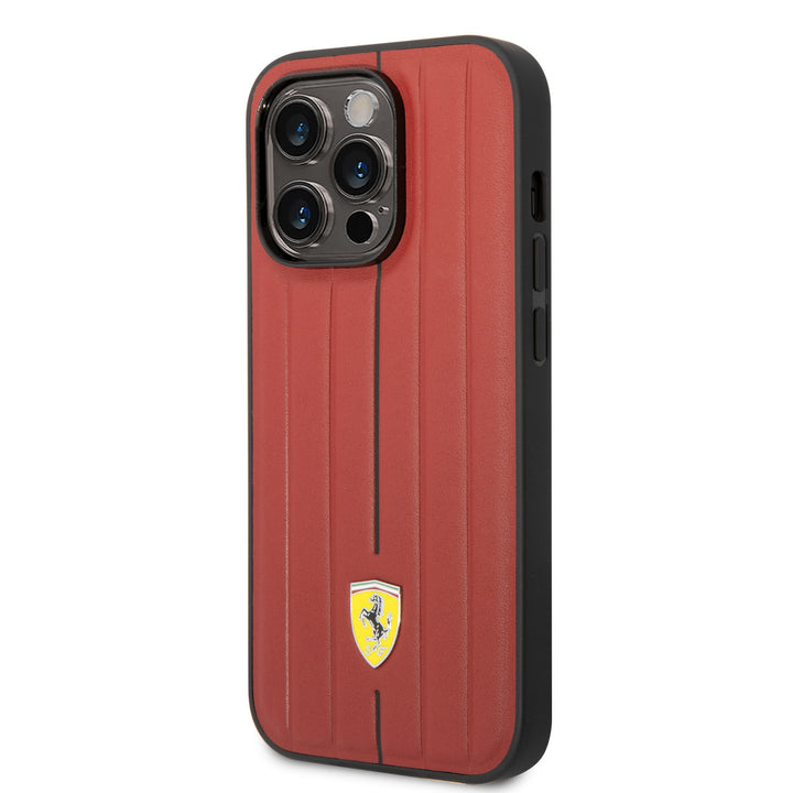 Ferrari iPhone 14 & 15 Plus Hardcase Backcover - Hot Stamp - Black Line - Rood-Hoesjes-Ilumina Benelux