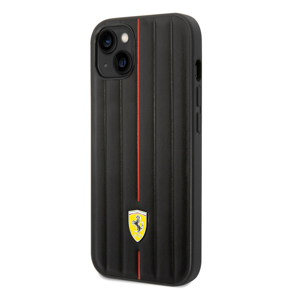 Ferrari iPhone 14 & 15 Plus Hardcase Backcover - Hot Stamp - Red Line - Zwart-Hoesjes-Ilumina Benelux