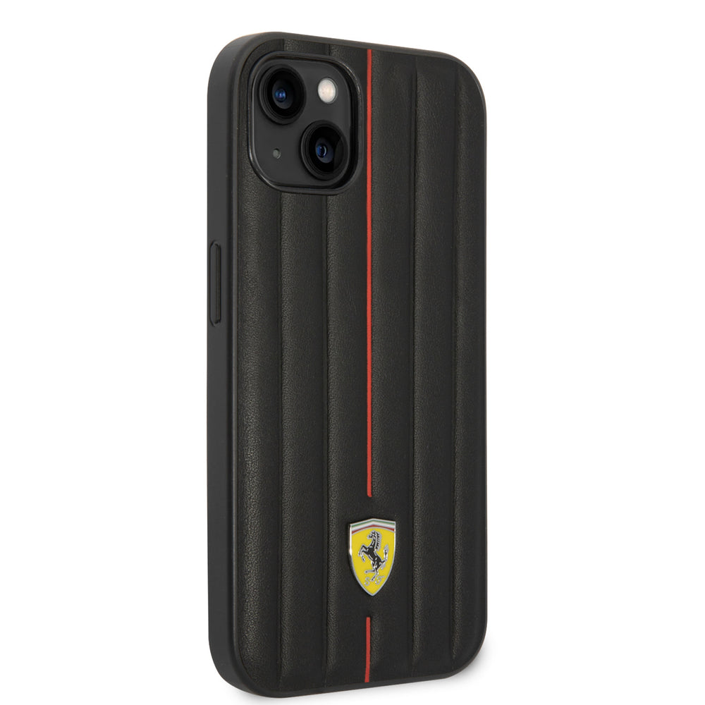 Ferrari iPhone 14 & 15 Plus Hardcase Backcover - Hot Stamp - Red Line - Zwart-Hoesjes-Ilumina Benelux
