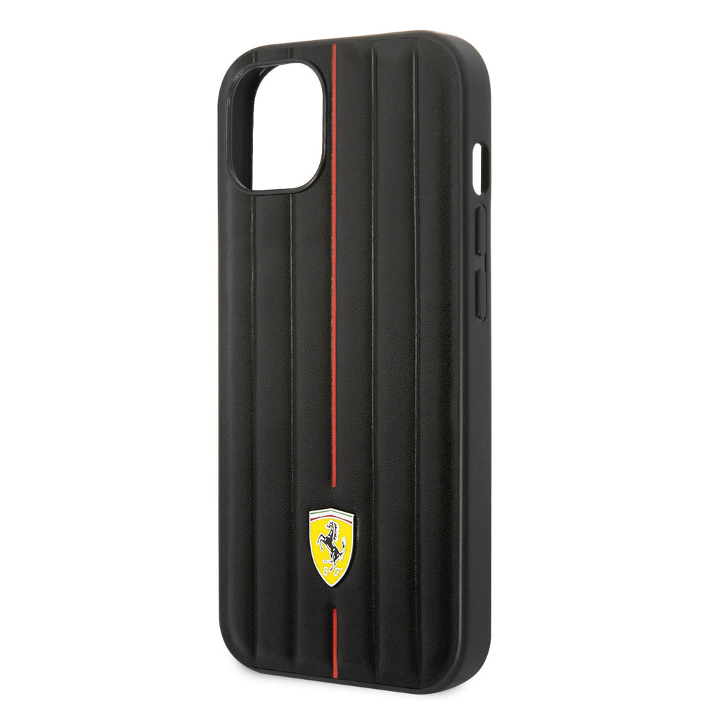 Ferrari iPhone 14 & 15 Plus Hardcase Backcover - Hot Stamp - Red Line - Zwart-Hoesjes-Ilumina Benelux