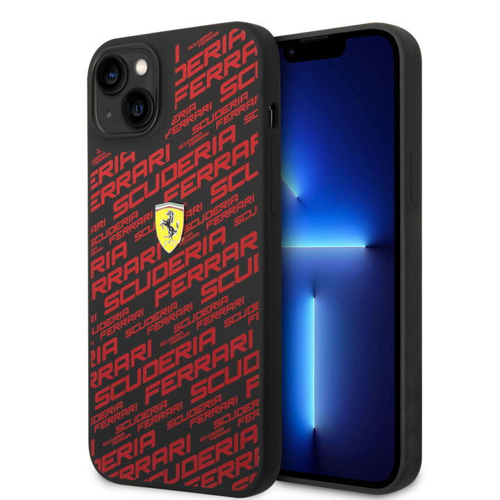 Ferrari iPhone 14 & 15 Plus Hardcase Backcover - Scuderia All-Over - Zwart-Hoesjes-Ilumina Benelux