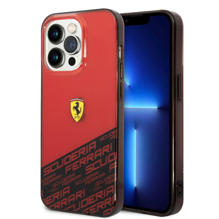 Ferrari iPhone 14 Plus & 15 Plus Backcover hoesje - Bottom Scuderia Allover - Rood-Hoesjes-Ilumina Benelux