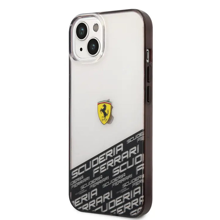 Ferrari iPhone 14 Plus & 15 Plus Backcover hoesje - Bottom Scuderia Allover - Zilver-Hoesjes-Ilumina Benelux