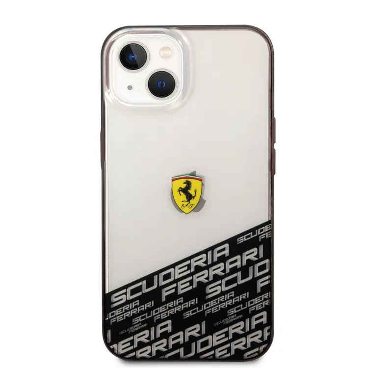 Ferrari iPhone 14 Plus & 15 Plus Backcover hoesje - Bottom Scuderia Allover - Zilver-Hoesjes-Ilumina Benelux