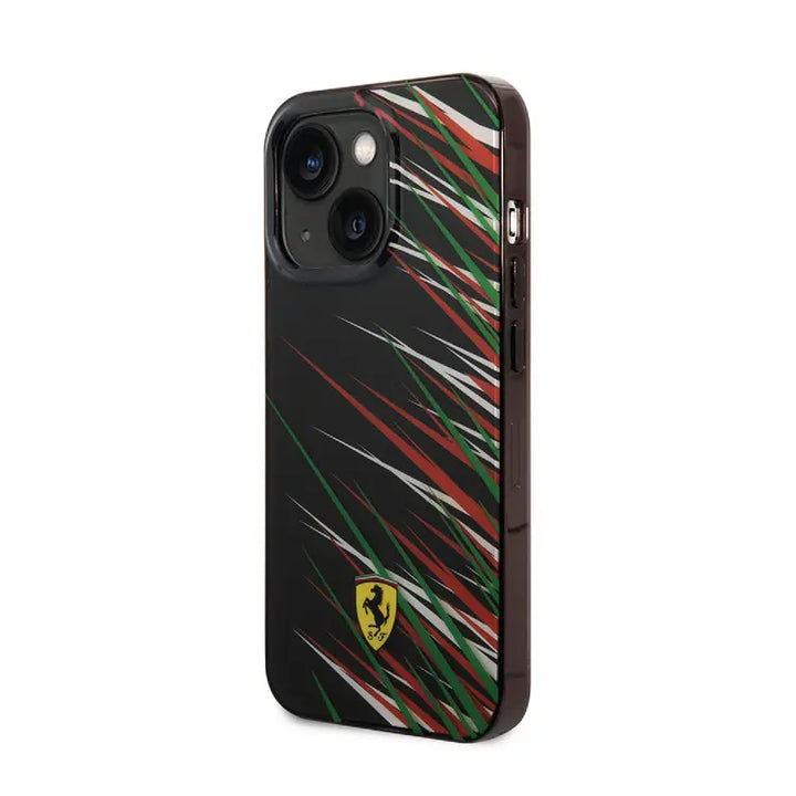 Ferrari iPhone 14 Plus & 15 Plus Backcover hoesje - Double Layer Grass Print - Zwart-Hoesjes-Ilumina Benelux