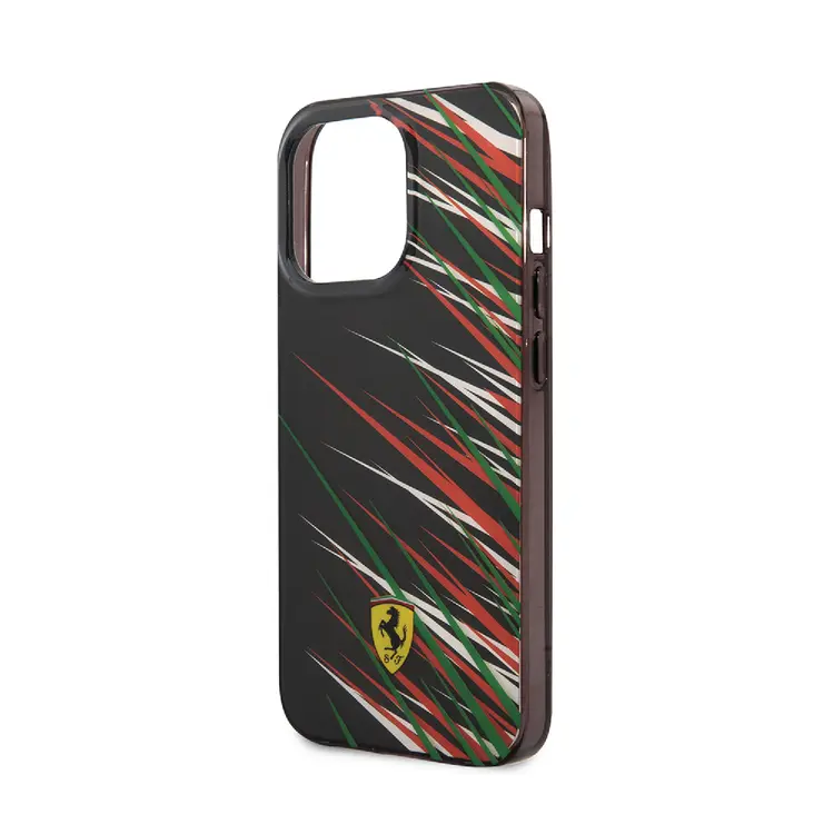 Ferrari iPhone 14 Plus & 15 Plus Backcover hoesje - Double Layer Grass Print - Zwart-Hoesjes-Ilumina Benelux
