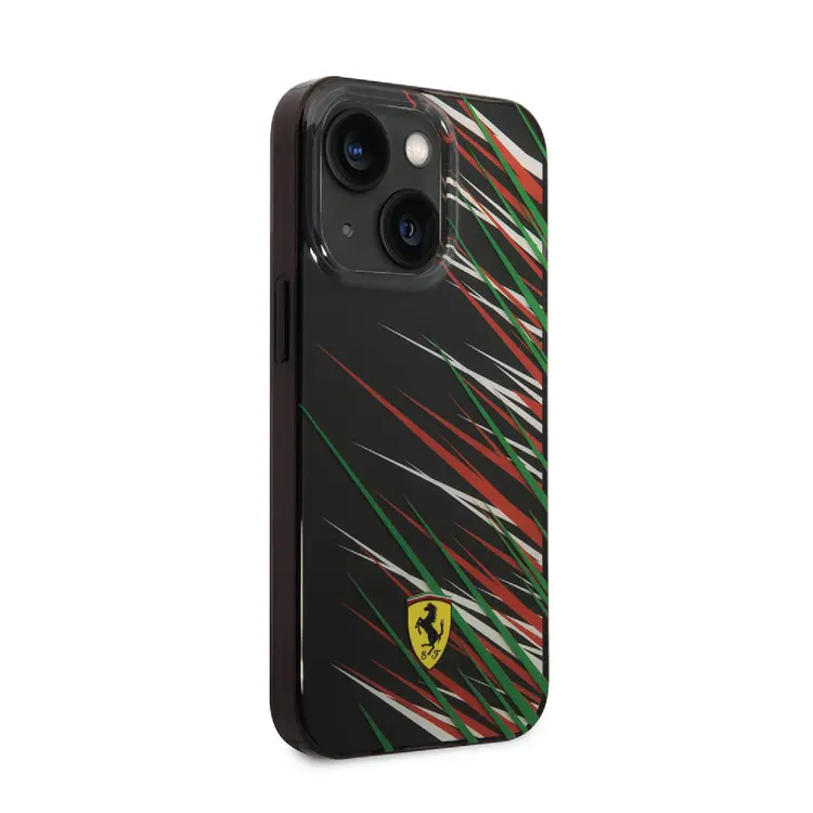 Ferrari iPhone 14 Plus & 15 Plus Backcover hoesje - Double Layer Grass Print - Zwart-Hoesjes-Ilumina Benelux