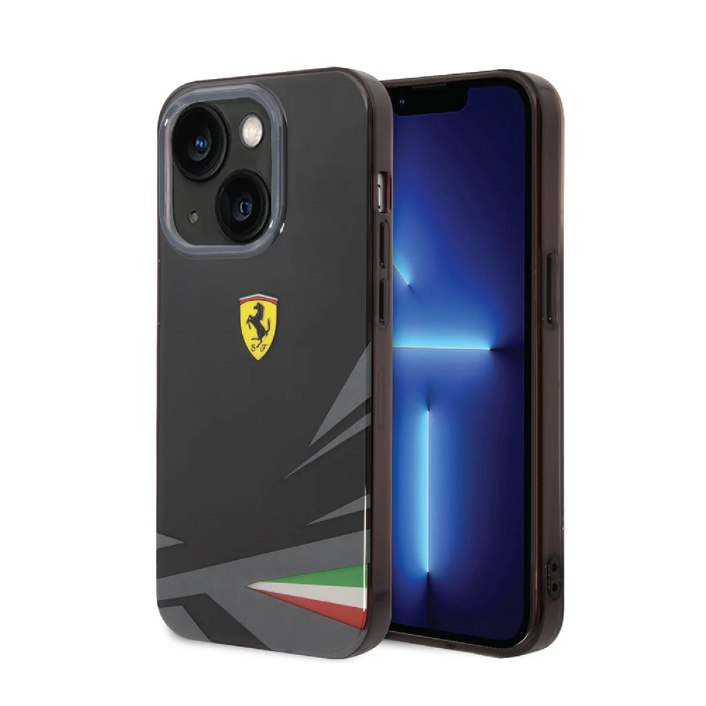 Ferrari iPhone 14 Plus & 15 Plus Backcover hoesje - Double Layer Print - Zwart-Hoesjes-Ilumina Benelux
