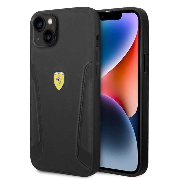 Ferrari iPhone 14 Plus & 15 Plus Backcover hoesje - Hot Stamp - Zwart-Hoesjes-Ilumina Benelux