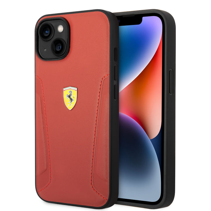 Ferrari iPhone 14 Plus & 15 Plus Backcover hoesje - Hot Stamped Sides - Rood-Hoesjes-Ilumina Benelux