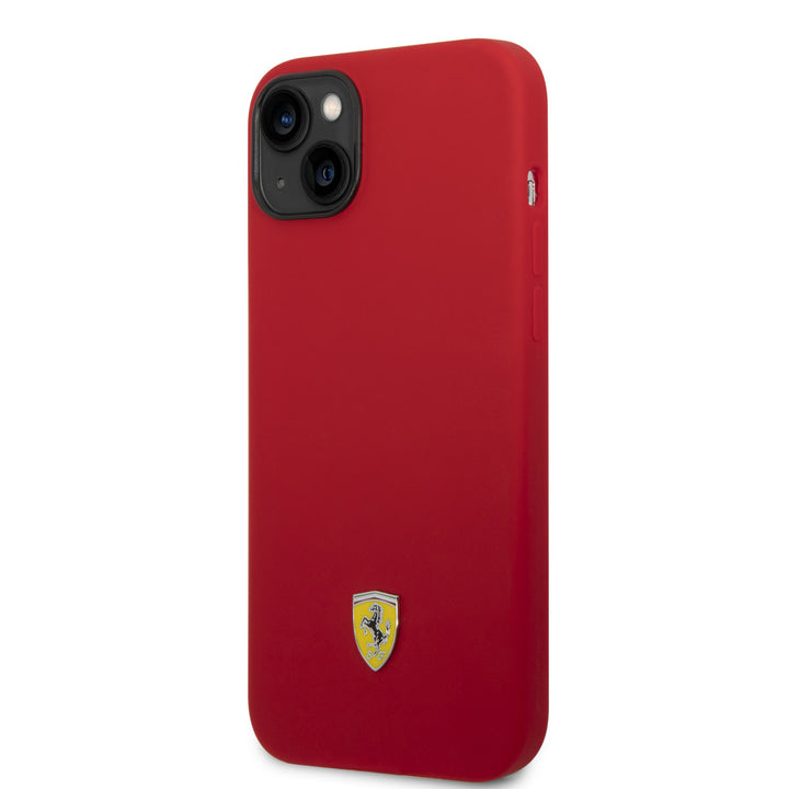 Ferrari iPhone 14 Plus & 15 Plus Backcover hoesje - Liquid Silicone - Black Camera Outline - Rood-Hoesjes-Ilumina Benelux