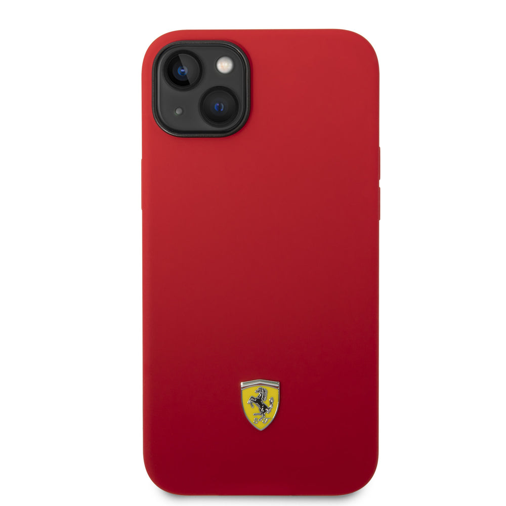 Ferrari iPhone 14 Plus & 15 Plus Backcover hoesje - Liquid Silicone - Black Camera Outline - Rood-Hoesjes-Ilumina Benelux