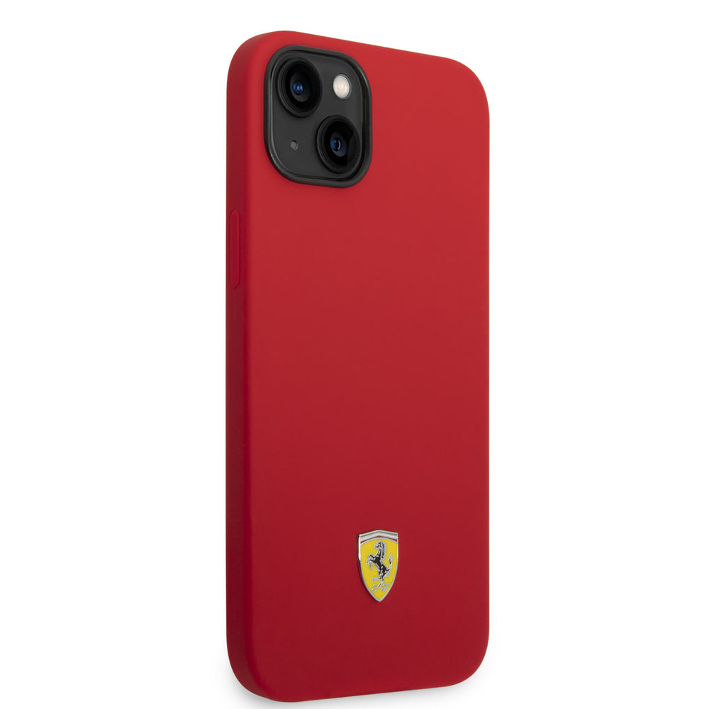 Ferrari iPhone 14 Plus & 15 Plus Backcover hoesje - Liquid Silicone - Black Camera Outline - Rood-Hoesjes-Ilumina Benelux