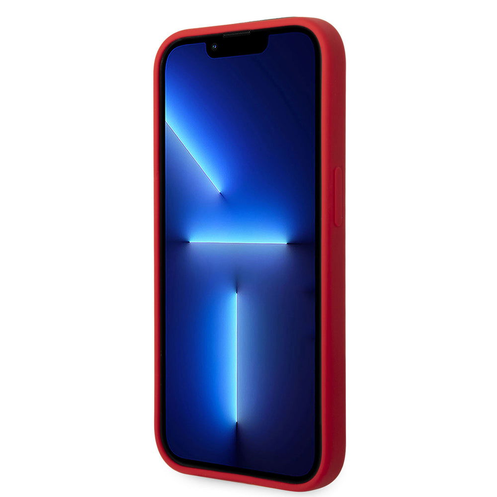 Ferrari iPhone 14 Plus & 15 Plus Backcover hoesje - Liquid Silicone - Black Camera Outline - Rood-Hoesjes-Ilumina Benelux