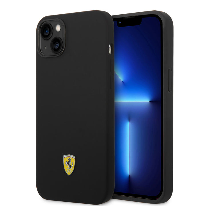 Ferrari iPhone 14 Plus & 15 Plus Backcover hoesje - Liquid Silicone - Black Camera Outline - Zwart-Hoesjes-Ilumina Benelux