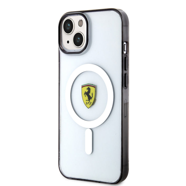 Ferrari iPhone 14 Plus & 15 Plus Backcover hoesje - Magsafe - Black edge - Transparant-Hoesjes-Ilumina Benelux