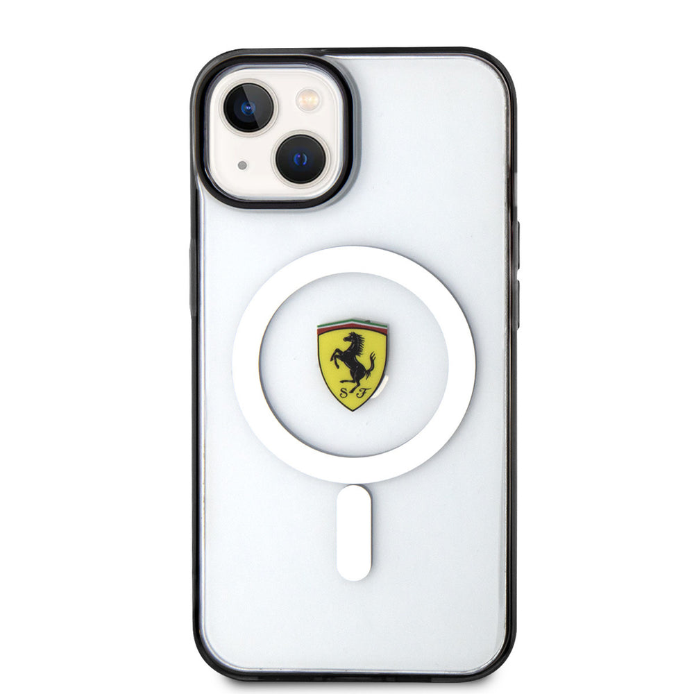 Ferrari iPhone 14 Plus & 15 Plus Backcover hoesje - Magsafe - Black edge - Transparant-Hoesjes-Ilumina Benelux