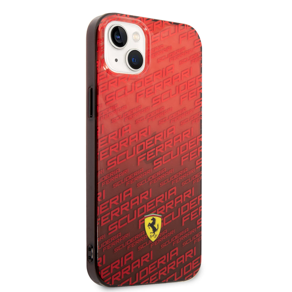 Ferrari iPhone 14 Plus & 15 Plus Backcover hoesje - Scuderia Allover - Dyed Bumper - Rood-Hoesjes-Ilumina Benelux