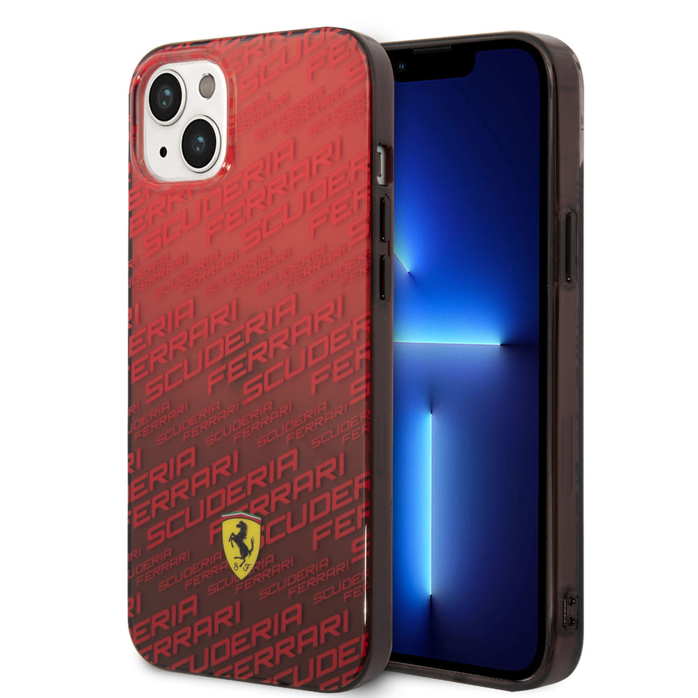 Ferrari iPhone 14 Plus & 15 Plus Backcover hoesje - Scuderia Allover - Dyed Bumper - Rood-Hoesjes-Ilumina Benelux