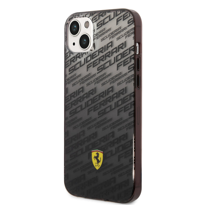 Ferrari iPhone 14 Plus & 15 Plus Backcover hoesje - Scuderia Allover - Dyed Bumper - Zwart-Hoesjes-Ilumina Benelux