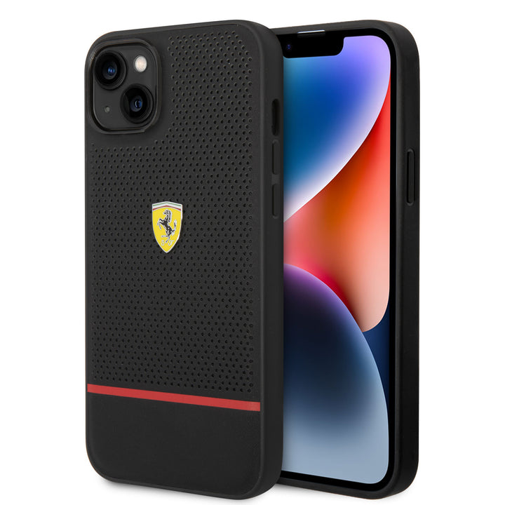 Ferrari iPhone 14 Plus Back Cover hoesje Perforated - Zwart-Hoesjes-Ilumina Benelux
