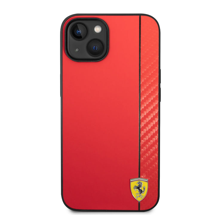 Ferrari iPhone 14 Plus Backcover hoesje Bimaterial stripe - Rood-Hoesjes-Ilumina Benelux