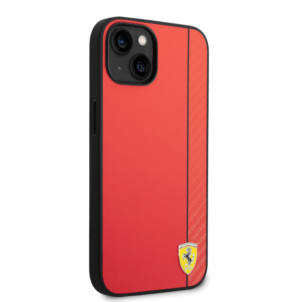 Ferrari iPhone 14 Plus Backcover hoesje Bimaterial stripe - Rood-Hoesjes-Ilumina Benelux