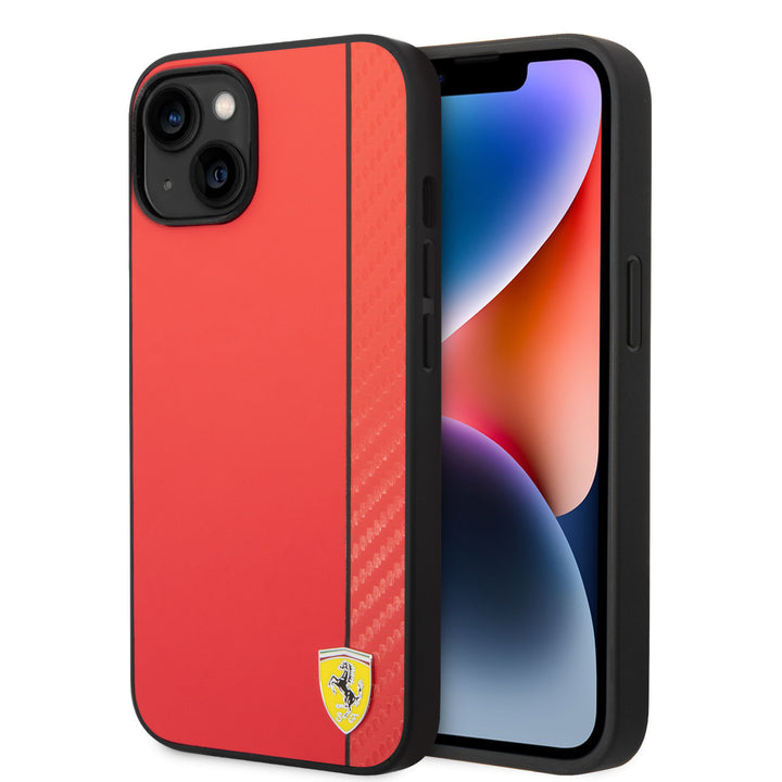 Ferrari iPhone 14 Plus Backcover hoesje Bimaterial stripe - Rood-Hoesjes-Ilumina Benelux