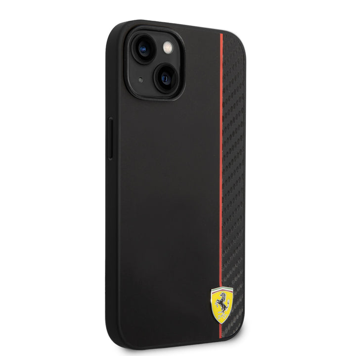 Ferrari iPhone 14 Plus Backcover hoesje Bimaterial stripe - Zwart-Hoesjes-Ilumina Benelux