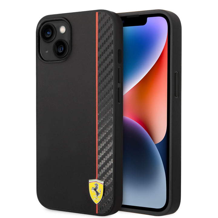 Ferrari iPhone 14 Plus Backcover hoesje Bimaterial stripe - Zwart-Hoesjes-Ilumina Benelux