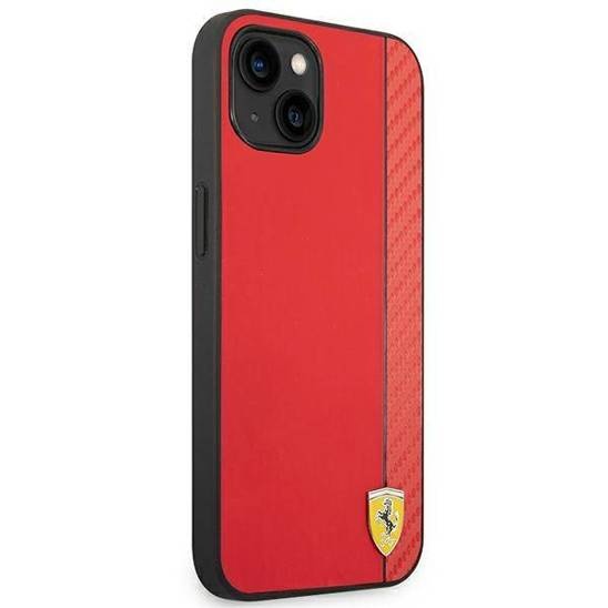 Ferrari iPhone 14 Plus Backcover hoesje Carbon - Rood-Hoesjes-Ilumina Benelux