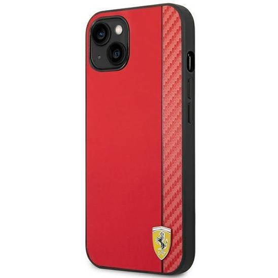 Ferrari iPhone 14 Plus Backcover hoesje Carbon - Rood-Hoesjes-Ilumina Benelux