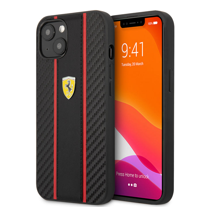 Ferrari iPhone 14 Plus Backcover hoesje Central Stripe - Zwart-Hoesjes-Ilumina Benelux