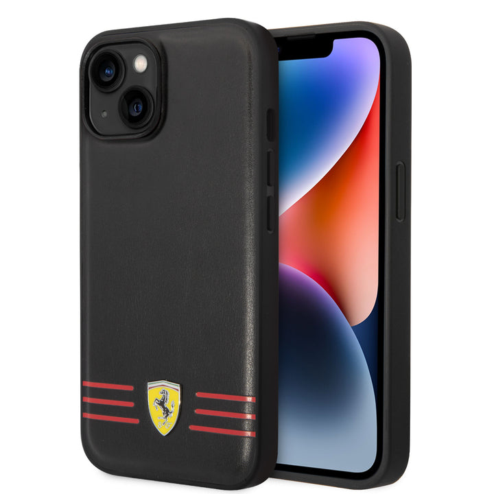 Ferrari iPhone 14 Plus Backcover hoesje Trio lines - Zwart-Hoesjes-Ilumina Benelux
