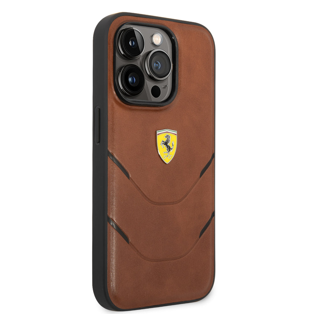 Ferrari iPhone 14 Pro Backcover hoesje - Bruin-Hoesjes-Ilumina Benelux