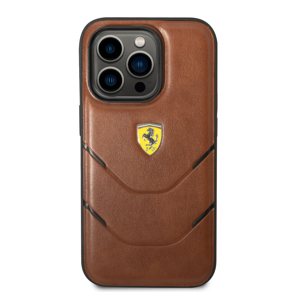 Ferrari iPhone 14 Pro Backcover hoesje - Bruin-Hoesjes-Ilumina Benelux