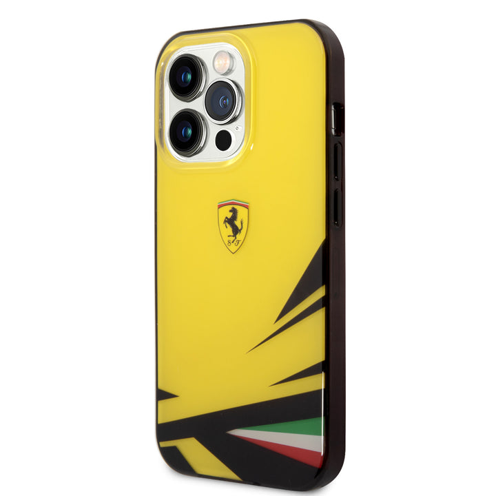 Ferrari iPhone 14 Pro Backcover hoesje - Double Layer Print - Geel-Hoesjes-Ilumina Benelux
