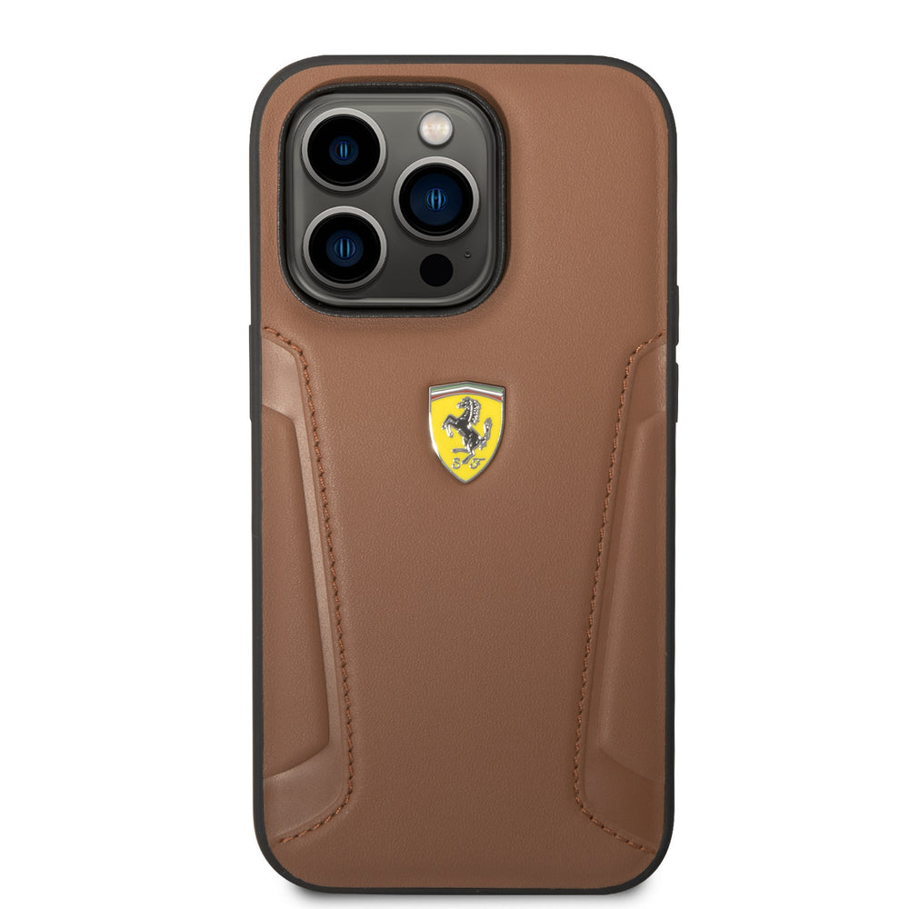 Ferrari iPhone 14 Pro Backcover hoesje - Hot Stamped Sides - Camel-Hoesjes-Ilumina Benelux