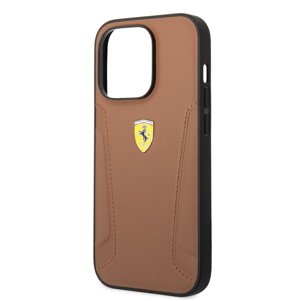 Ferrari iPhone 14 Pro Backcover hoesje - Hot Stamped Sides - Camel-Hoesjes-Ilumina Benelux