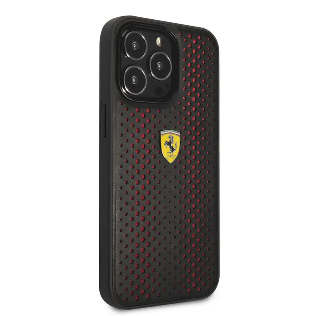 Ferrari iPhone 14 Pro Backcover hoesje Leather Perfo - Rood-Hoesjes-Ilumina Benelux
