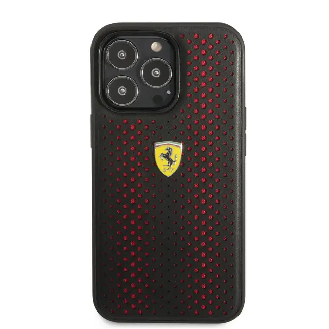 Ferrari iPhone 14 Pro Backcover hoesje Leather Perfo - Rood-Hoesjes-Ilumina Benelux