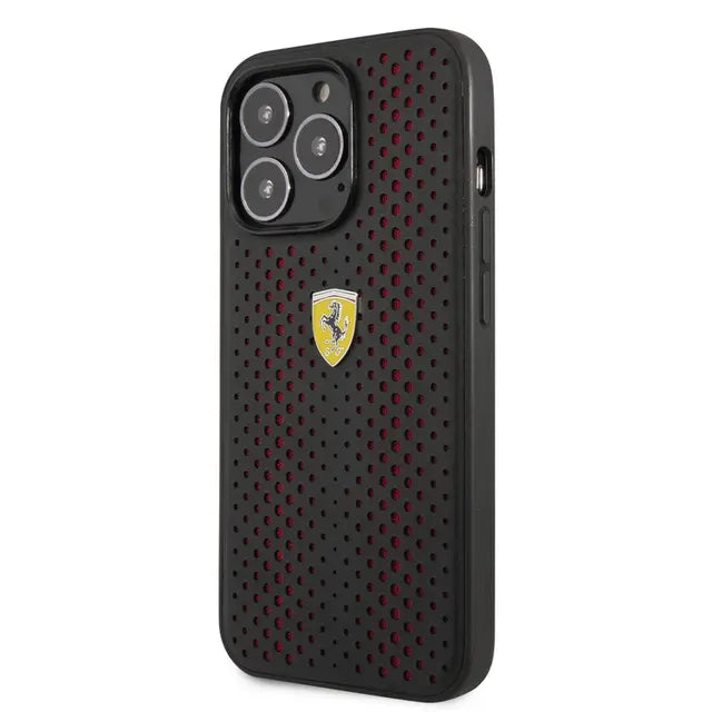 Ferrari iPhone 14 Pro Backcover hoesje Leather Perfo - Rood-Hoesjes-Ilumina Benelux