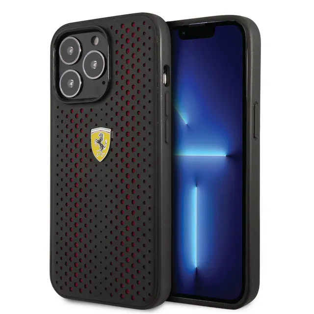 Ferrari iPhone 14 Pro Backcover hoesje Leather Perfo - Rood-Hoesjes-Ilumina Benelux