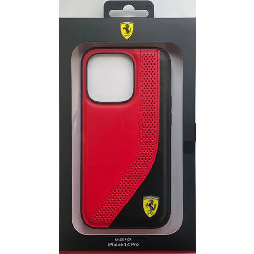 Ferrari iPhone 14 Pro Backcover hoesje Pu Perforated - Rood-Hoesjes-Ilumina Benelux