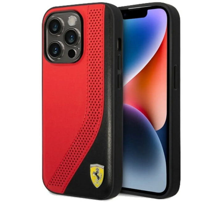 Ferrari iPhone 14 Pro Backcover hoesje Pu Perforated - Rood-Hoesjes-Ilumina Benelux