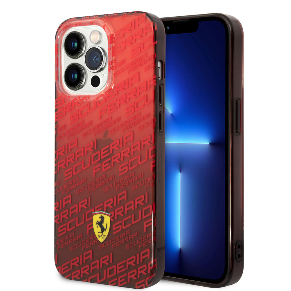 Ferrari iPhone 14 Pro Backcover hoesje - SF Allover - Rood-Hoesjes-Ilumina Benelux